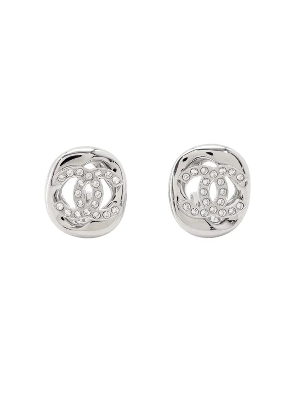 Chanel Earrings Rhinestone CC Logo
